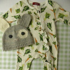 Milkbarn Bunny Footy & Hat Outfit, Size 3-6 Months
